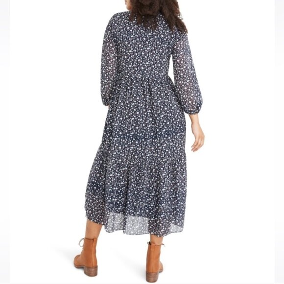 NWT! Madewell Tie-Waist Midi Dress in Floral Harvest Vine - Size Large - Picture 2 of 9
